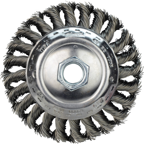 Disque m&eacute;tallique &agrave; fils torsad&eacute;s, Dia. 4", Fils 0,02", Arbre 5/8"-11, Acier au carbone CSL Industriel Inc.