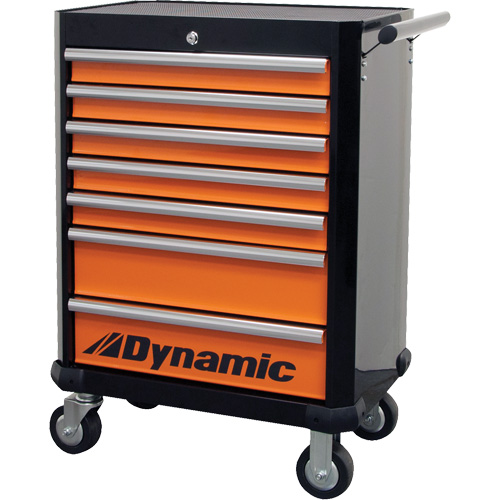Roller Cabinet, 7 Drawers, 28" W x 18" D x 40" H, Black/Orange CSL Industriel Inc.