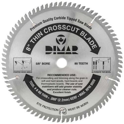 Industrial Saw Blade - Crosscut Thin Kerf, 8", 80 Teeth, Wood Use CSL Industriel Inc.