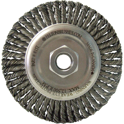 Wire Wheel Brushes, 4" Dia., 0.02" Fill, 5/8"-11 Arbor, Stainless Steel CSL Industriel Inc.