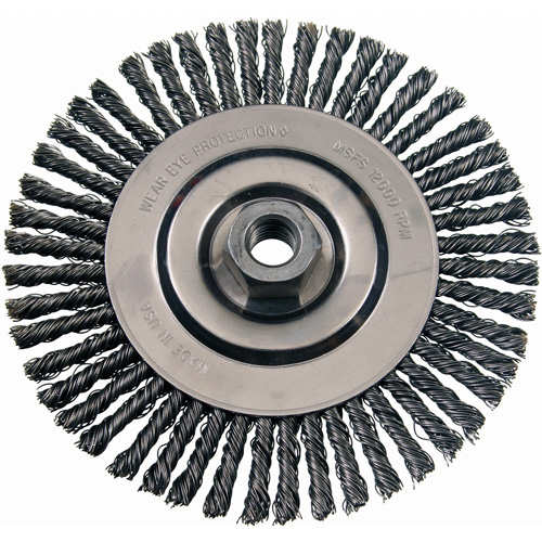 Wire Wheel Brushes, 4-7/8" Dia., 0.02" Fill, 5/8"-11 Arbor, Stainless Steel CSL Industriel Inc.