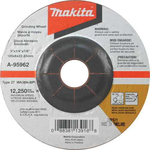 Meule inox, 5" x 1/4", Arbre 7/8", Oxyde d'aluminium, Type 27 CSL Industriel Inc.