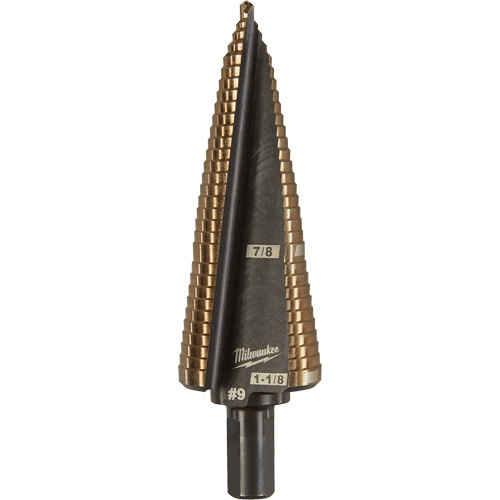 Step Drill Bit, 7/8"/#9 - 1-1/8"/#9 , 1/32" Increments, High Speed Cobalt CSL Industriel Inc.