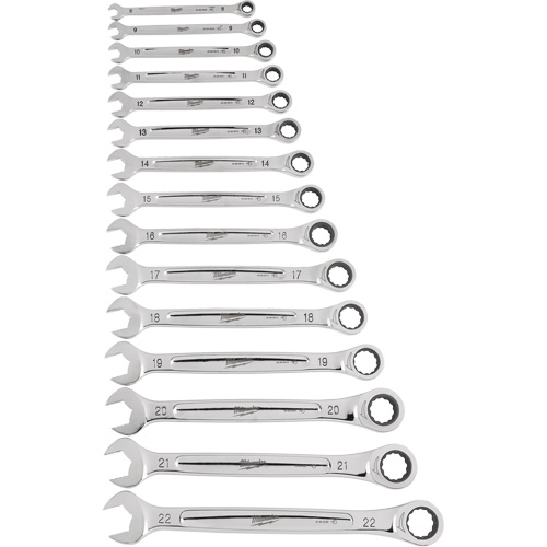 Jeu de cl&eacute;s &agrave; cliquet, Combinaison, 15 morceaux, M&eacute;trique CSL Industriel Inc.
