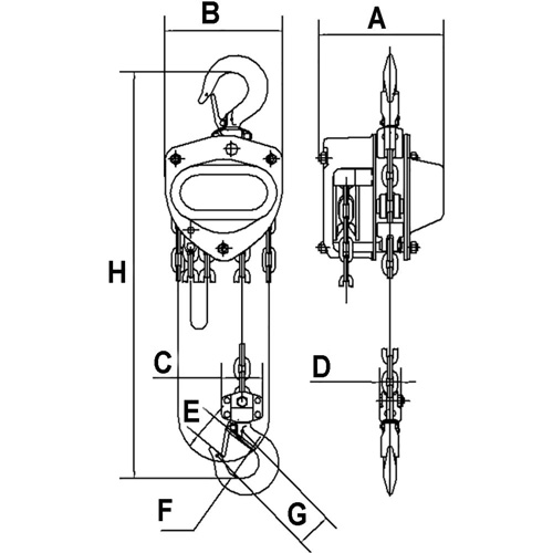 KCH Series Chain Hoists, 20' Lift, 2200 lbs. (1 tons) Capacity, Alloy Steel Chain CSL Industriel Inc.