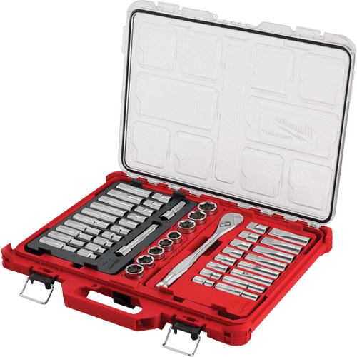 Ratchet & Socket Set with PACKOUT Low-Profile Organizer, 47 Pcs, 1/2" Drive Size, Deep CSL Industriel Inc.