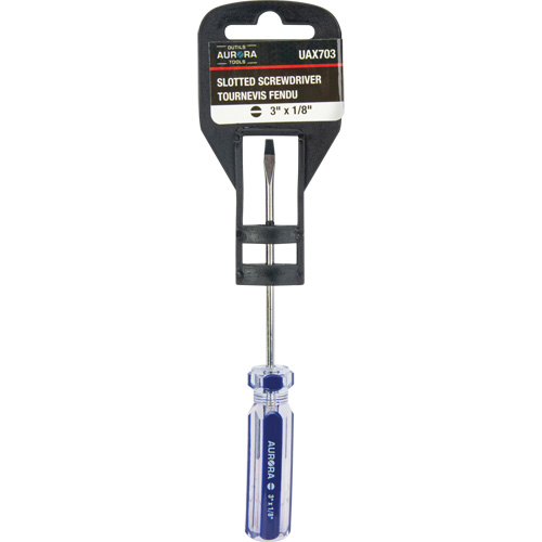 Tournevis &agrave; fente bleu transparent avec bandes , Tige de 1/8", Ronde, Prise en Plastique CSL Industriel Inc.