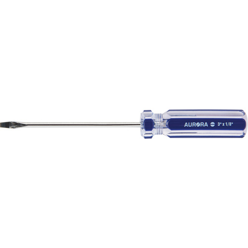 Tournevis &agrave; fente bleu transparent avec bandes , Tige de 1/8", Ronde, Prise en Plastique CSL Industriel Inc.