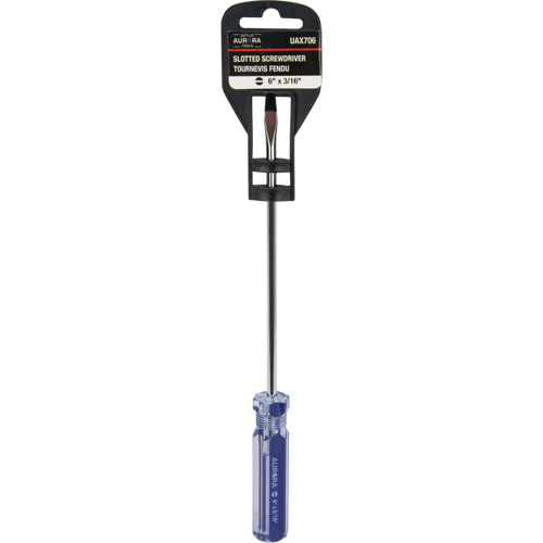 Tournevis &agrave; fente bleu transparent avec bandes, Tige de 3/16", Ronde, Prise en Plastique CSL Industriel Inc.