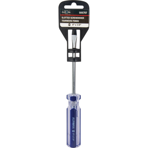 Blue Transparent Striped Slotted Screwdriver, 1/4" Tip, Round, Plastic Handle CSL Industriel Inc.