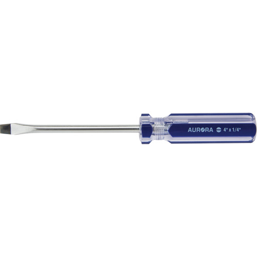 Blue Transparent Striped Slotted Screwdriver, 1/4" Tip, Round, Plastic Handle CSL Industriel Inc.
