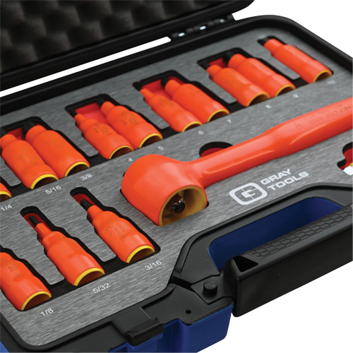 3/8" Drive SAE & Metric Hex Bit Insulated Socket and Attachment Set, 1000 V, 16 Pcs CSL Industriel Inc.