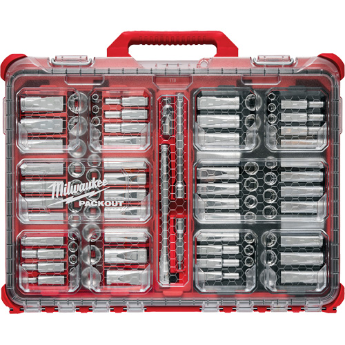 Metric/SAE Ratchet & Socket Set with PACKOUT Low-Profile Organizer, 98 Pcs, 3/8" Drive Size CSL Industriel Inc.