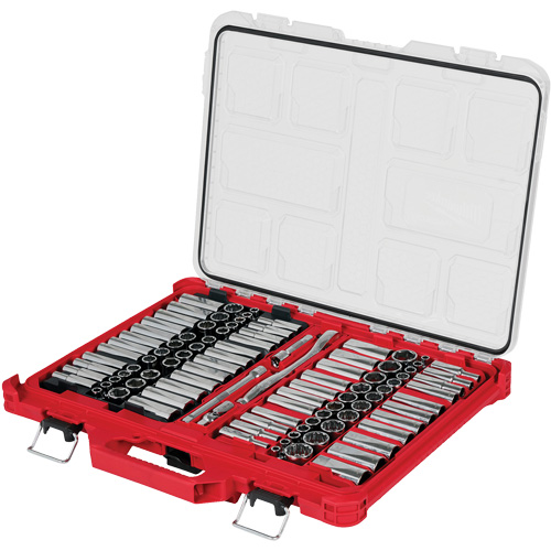 Metric/SAE Ratchet & Socket Set with PACKOUT Low-Profile Organizer, 98 Pcs, 3/8" Drive Size CSL Industriel Inc.