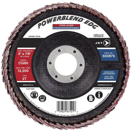 POWERBLEND EDG Curved Edge Flap Disc, 5" x 7/8", Type 27, CG60 Grit, Ceramic CSL Industriel Inc.