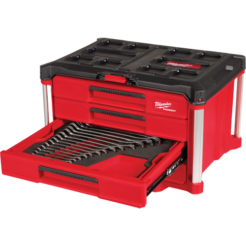 60-Piece Metric & SAE Combination Wrench Set with PACKOUT 4 Drawer Tool Box, 16-3/10" x 22-1/5" x 14-3/10", Black/Red CSL Industriel Inc.