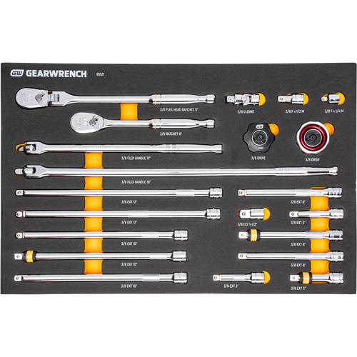 3/8" 90-Tooth Ratchet & Drive Tool Set with Foam Storage Tray CSL Industriel Inc.