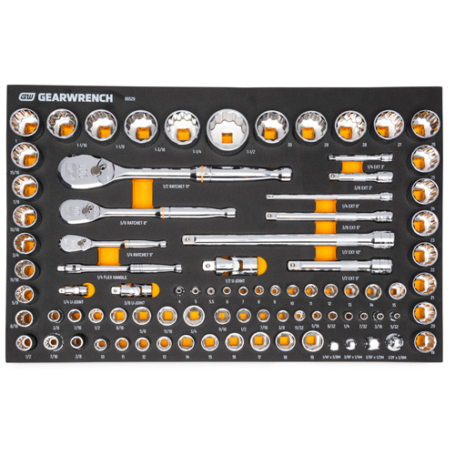1/4", 3/8" & 1/2" 90-Tooth SAE/Metric Mechanics Tool Set with Foam Storage Tray CSL Industriel Inc.
