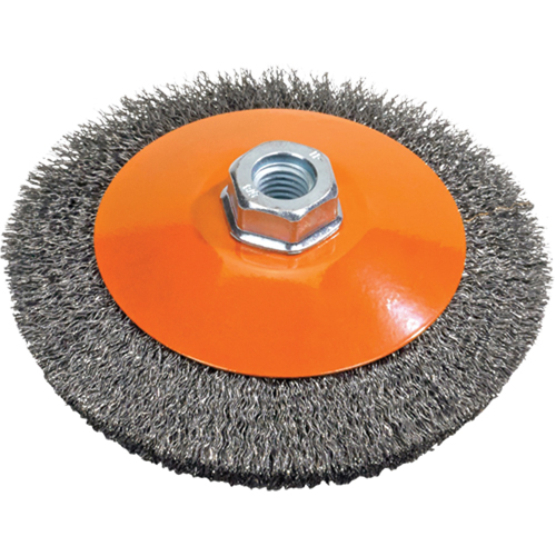 Saucer Cup Brush With Knot-Twisted Wires, 5" Dia., 0.02" Fill, 5/8"-11 Arbor, Steel CSL Industriel Inc.