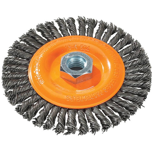 Stringer Bead Knotted Wire Brush, 5" Dia., 0.02" Fill, 5/8"-11 Arbor, Steel CSL Industriel Inc.