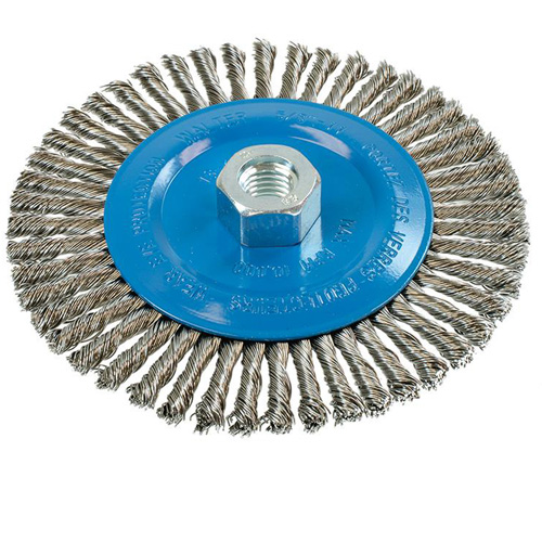 Knot-Twisted Stringer Bead Wire Wheel, 6" Dia., 0.02" Fill, 5/8"-11 Arbor, Aluminum/Stainless Steel CSL Industriel Inc.