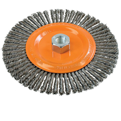 Stringer Bead Knotted Wire Brush, 6-7/8" Dia., 0.02" Fill, 5/8"-11 Arbor, Steel CSL Industriel Inc.