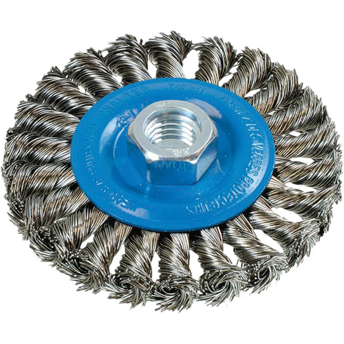 Brosse rotative &agrave; fils nou&eacute;s large, Arbre 5/8"-11, Acier CSL Industriel Inc.