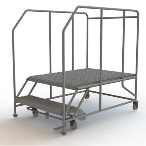 Mobile Work Platform, Steel, 2 Steps, 20" H, 48" D, 36" Step, Serrated CSL Industriel Inc.