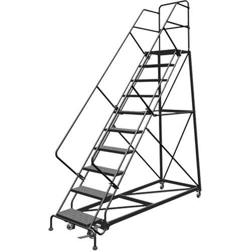 Safety Slope Rolling Ladder, 9 Steps, Perforated, 50° Incline, 90" High CSL Industriel Inc.