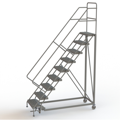 Safety Slope Rolling Ladder, 9 Steps, Serrated, 50° Incline, 90" High CSL Industriel Inc.