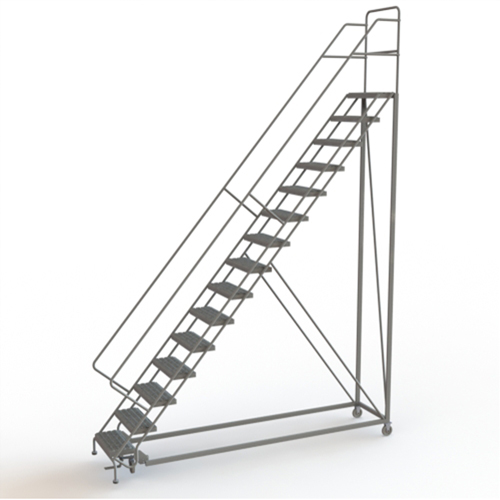 Safety Slope Rolling Ladder, 15 Steps, Serrated, 50° Incline, 150" High CSL Industriel Inc.