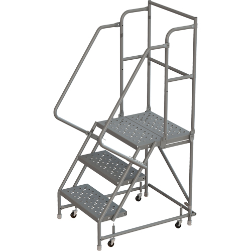 Escabeaux roulants &agrave; dessus profond, 3 marches, Largeur de la marche 16", Hauteur de la plateforme 30", Acier CSL Industriel Inc.