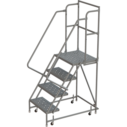 Escabeaux roulants &agrave; dessus profond, 4 marches, Largeur de la marche 16", Hauteur de la plateforme 40", Acier CSL Industriel Inc.