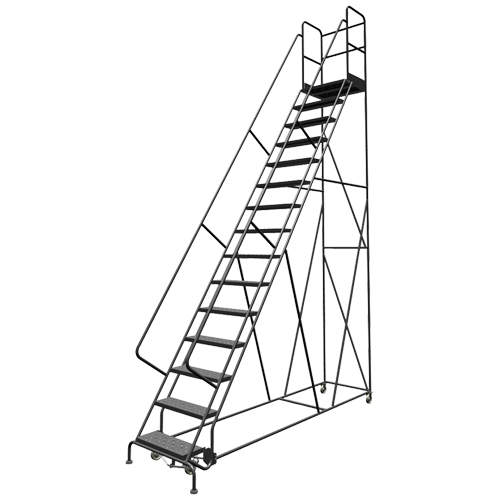 Escabeaux roulants &agrave; dessus profond, 15 marches, Largeur de la marche 24", Hauteur de la plateforme 150", Acier CSL Industriel Inc.