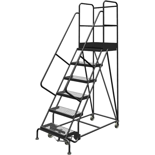 Deep Top Step Rolling Ladder, 6 Steps, 24" Step Width, 60" Platform Height, Steel CSL Industriel Inc.