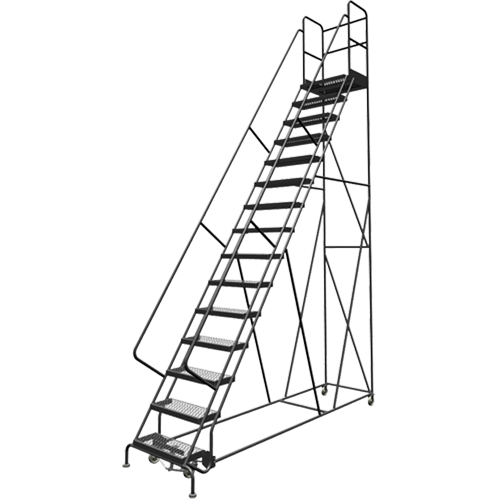 Escabeaux roulants &agrave; dessus profond, 15 marches, Largeur de la marche 24", Hauteur de la plateforme 150", Acier CSL Industriel Inc.