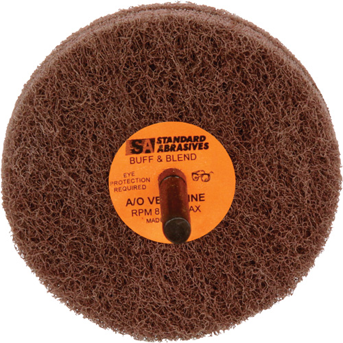Meule de polissage et lissage Buff & Blend de 2 plis Standard Abrasives, 3" dia. x 2" la, Arbre 1/4", Oxyde d'aluminium CSL Industriel Inc.