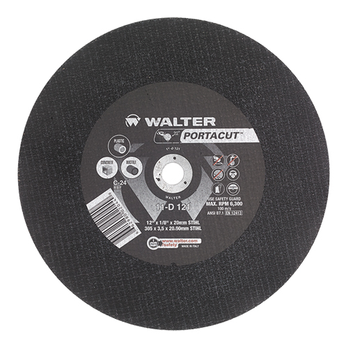 Meule &agrave; tronçonner rapide en acier inoxydable Portacut, 12" x 1/8", Arbre de 1", Type 1, Carbure de silicium, 6300 Tr/min CSL Industriel Inc.