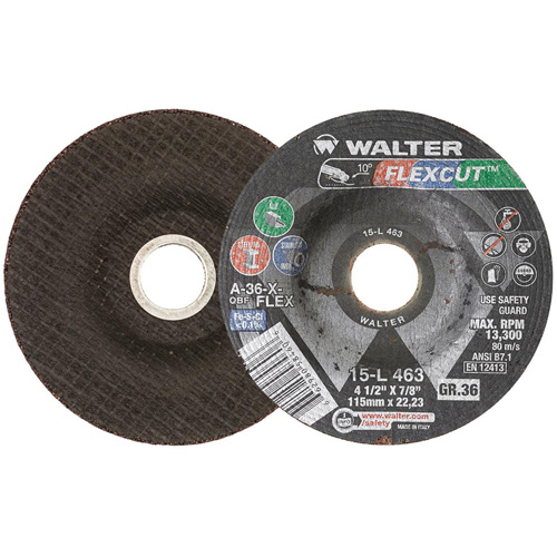 FLEXCUT Grinding Wheel, 4-1/2", 36 Grit, Aluminum Oxide, 7/8", 13300 RPM, Type 29 CSL Industriel Inc.