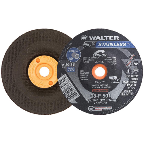 STAINLESS Grinding Wheel, 5" x 1/4", 5/8"-11 Arbor, Aluminum Oxide, Type 28S CSL Industriel Inc.