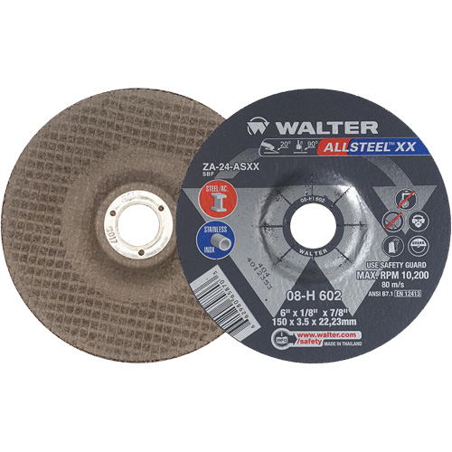 Meules &agrave; moyeu d&eacute;port&eacute; ALLSTEEL XX, 6" x 1/8", Arbre de 7/8", Type 27, Alumine de zirconium, 10 200 Tr/min CSL Industriel Inc.