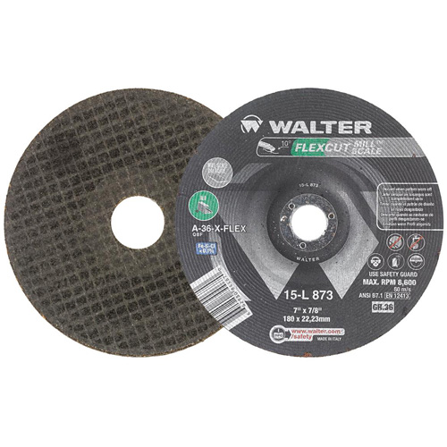 FLEXCUT MILL SCALE Grinding Wheel, 7", 36 Grit, Aluminum Oxide, 7/8", 8600 RPM, Type 29 CSL Industriel Inc.