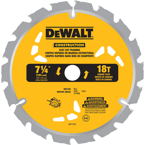 Fast Cut Framing Carbide-Tipped Saw Blade, 7-1/4", 18 Teeth, Wood Use CSL Industriel Inc.