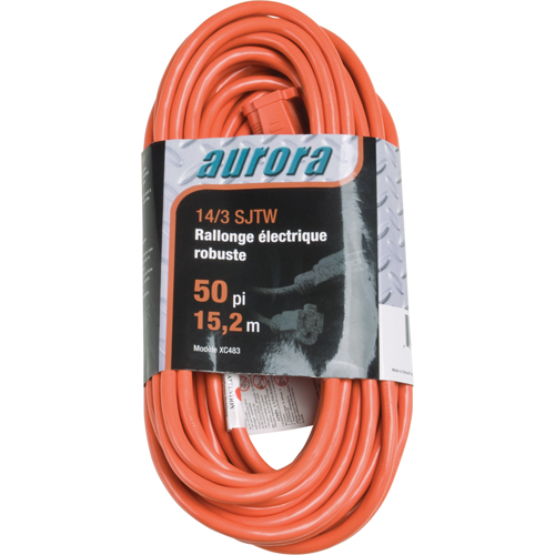 Vinyl Extension Cord, Outdoor, SJTW, 14/3 AWG, 15 A, 50' CSL Industriel Inc.