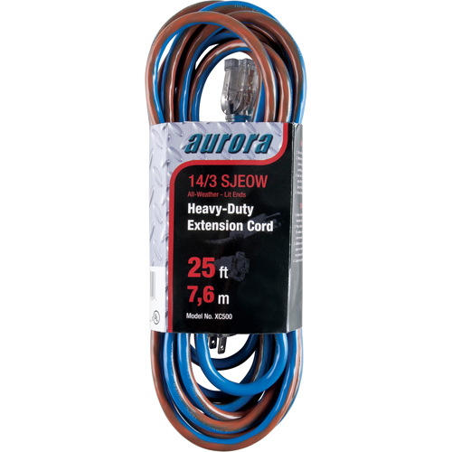 TPE-Rubber Extension Cord With Light Indicator, All-Weather, SJEOW, 14/3 AWG, 15 A, 25' CSL Industriel Inc.