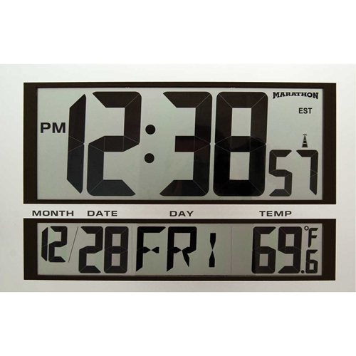 Jumbo Clock, Digital, Battery Operated, 16.5" W x 1.7" D x 11" H, Silver CSL Industriel Inc.