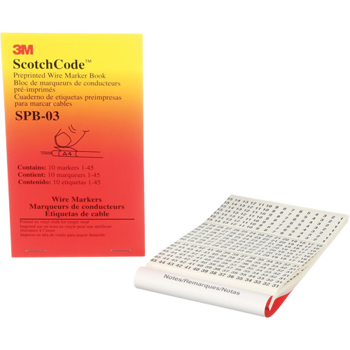 Livret d'&eacute;tiquettes pour le marquage de fils pr&eacute;imprim&eacute;es ScotchCode CSL Industriel Inc.