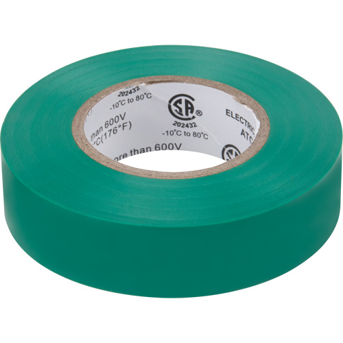 Electrical Tape, 19 mm (3/4") x 18 M (60'), Green, 7 mils CSL Industriel Inc.