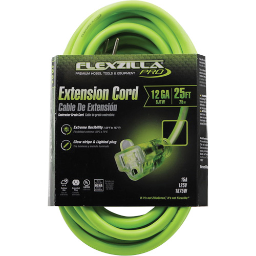 Flexzilla&reg; Pro Industrial Extension Cord, All-Weather, SJTW, 12/3 AWG, 15 A, 25' CSL Industriel Inc.