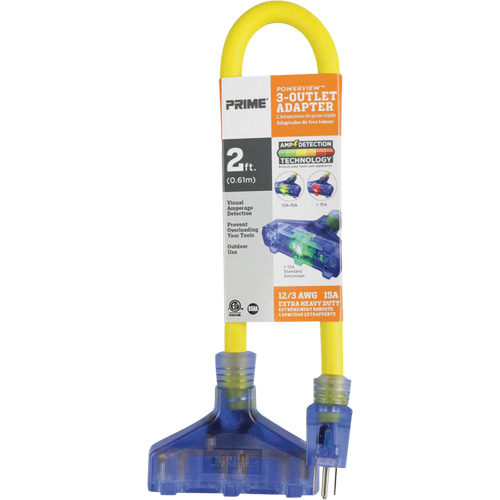 Adapter with Visual Amperage Detection, Outdoor, 12/3 AWG, 15 A, 3 Outlet(s), 2' CSL Industriel Inc.
